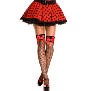 4989 Spandex Diamond Net Ladybug Bow