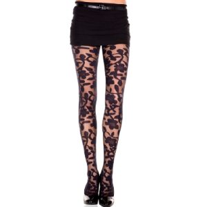 Woven Floral Design Pantyhose