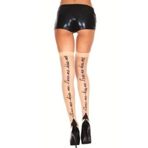 Love Me, Kiss Me Print Cuban Heel Thigh