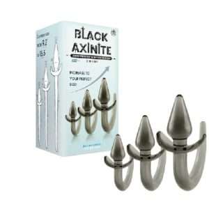 Black Axinite 3 in 1 Anal Plug Kit Tail