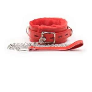 Collar & Lead Fluffy Red