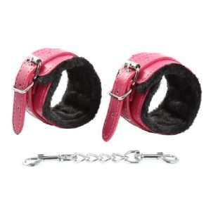 Wrist Cuffs PVC Hot Pink & Black