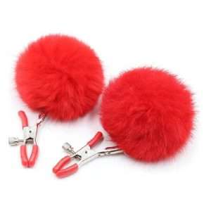 n130 Fluffy Nipple Clamps Red