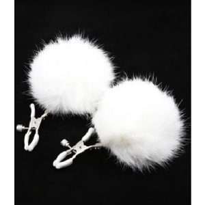 n130 Fluffy Nipple Clamps White