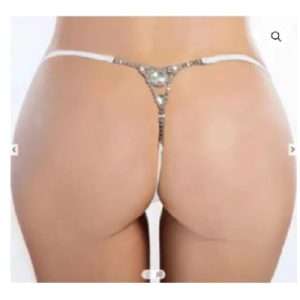 181 Jewel Back G-String Black Large